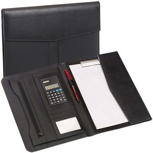 "פורום" מכתבית כריכת PU דמוי עור A4 עם מחשבון