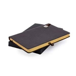 מחברת A5 דמוי עור סימנית מתכת ציפוי מוזהב/מוכסף 134