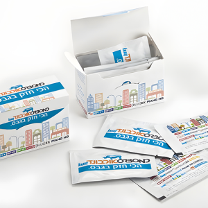מארז 10 מגבונים אישיים מודפסים בקופסה מודפסת