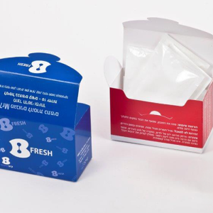 מארז 10 מגבונים אישיים לבנים ללא הדפסה בקופסה מודפסת